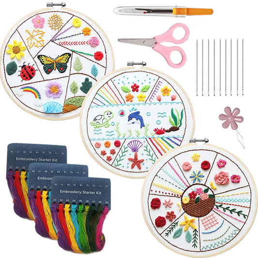 DIY Embroidery Stitch Practice Kit Handmade Embroidery Starter for Beginner Hand Stitch Embroidery Skill Techniques